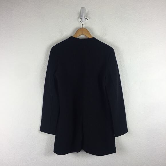 Eileen Fisher Black Geometric Cardi Jacket Small Stretch Textured Open Lagenlook - Picture 14 of 15